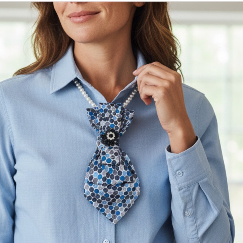 “Dainty Dapper”Blue Hexagon Patterned Necktie Nec… - image 2